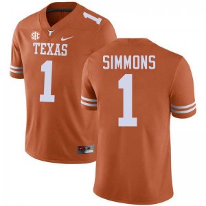 Men Colin Simmons Texas Orange Texas Longhorns #1 Football Game Jersey 972477-227