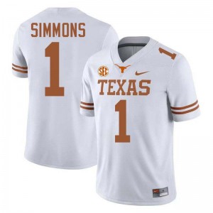 Men Colin Simmons White Texas Longhorns #1 Football Game Jersey 315990-600