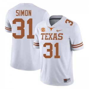 Men James Simon White Texas Longhorns #31 Football NCAA Jersey 455171-309