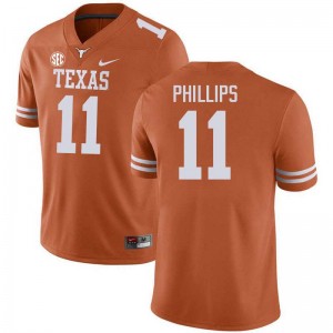 Men Kade Phillips Texas Orange Texas Longhorns #11 Football 2025-26 Jersey 509436-902