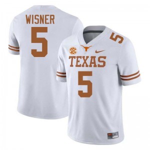 Men Quintrevion Wisner White Texas Longhorns #5 Football Replica Jersey 263170-369
