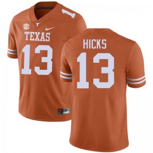 Men Zelus Hicks Texas Orange Texas Longhorns #13 Football Game Jersey 483787-149