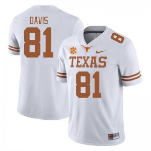 Men Juan Davis White Texas Longhorns #81 SEC Conference Stitched Jersey 648596-110