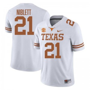 Men Ryan Niblett White Texas Longhorns #21 SEC Conference Official Jersey 868753-805