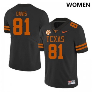 Women Juan Davis Black Texas Longhorns #81 SEC Conference High School Jersey 380324-110
