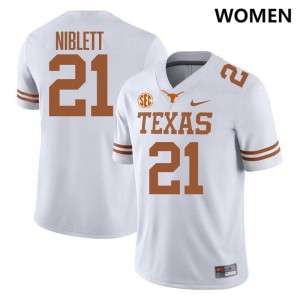 Women Ryan Niblett White Texas Longhorns #21 SEC Conference 2025 Jersey 922804-909
