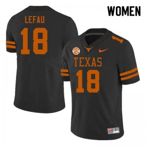 Women Liona Lefau Black Texas Longhorns #18 SEC Conference 2025 Jersey 990469-393