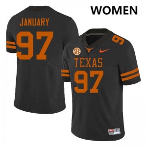 Women's Alex January Black Texas Longhorns #97 Football Replica Jersey 639083-890