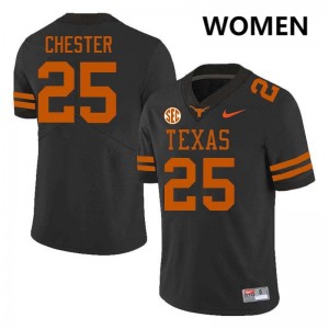 Women's Caleb Chester Black Texas Longhorns #25 Football 2025 Jersey 289976-864