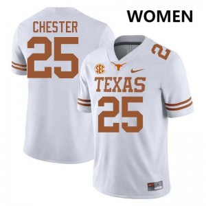 Women's Caleb Chester White Texas Longhorns #25 Football Game Jersey 750096-220