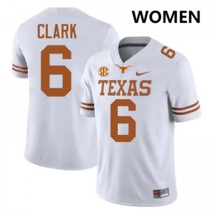Women's Christian Clark White Texas Longhorns #6 Football Embroidery Jersey 914644-598