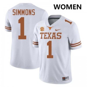 Women's Colin Simmons White Texas Longhorns #1 Football Limited Jersey 883377-174