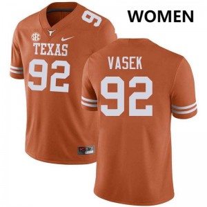 Women's Colton Vasek Texas Orange Texas Longhorns #92 Football Official Jersey 208738-370