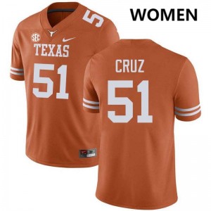 Women's Daniel Cruz Texas Orange Texas Longhorns #51 Football University Jersey 434597-635