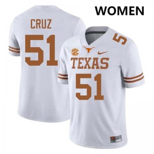 Women's Daniel Cruz White Texas Longhorns #51 Football 2025-26 Jersey 209330-257