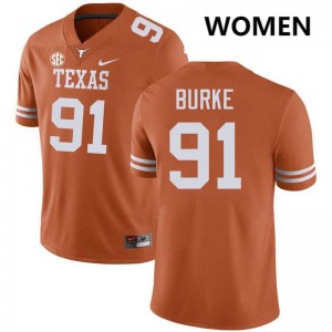 Women's Ethan Burke Texas Orange Texas Longhorns #91 Football Stitched Jersey 350762-338