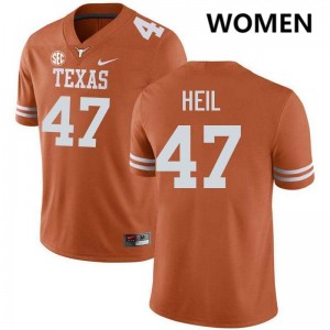 Women's Gehrig Heil Texas Orange Texas Longhorns #47 Football Stitched Jersey 179832-688
