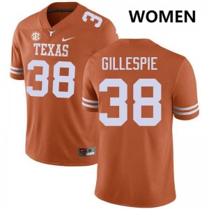 Women's Graham Gillespie Texas Orange Texas Longhorns #38 Football Stitched Jersey 601070-680
