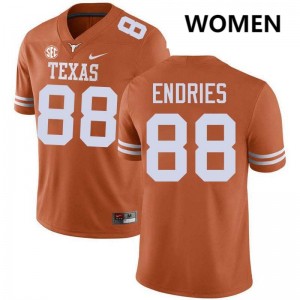 Women's Jack Endries Texas Orange Texas Longhorns #88 Football Player Jersey 943989-483