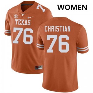 Women's Jackson Christian Texas Orange Texas Longhorns #76 Football Replica Jersey 306362-199