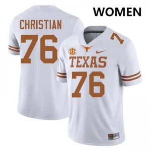 Women's Jackson Christian White Texas Longhorns #76 Football High School Jersey 390181-310