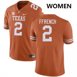 Women's Jaime Ffrench Texas Orange Texas Longhorns #2 Football Official Jersey 645575-602