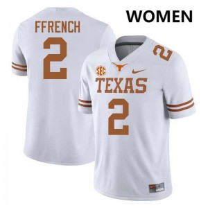 Women's Jaime Ffrench White Texas Longhorns #2 Football Replica Jersey 725204-444