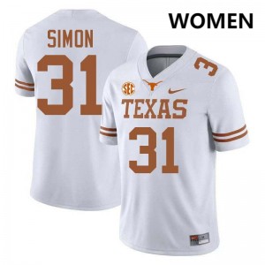 Women's James Simon White Texas Longhorns #31 Football NCAA Jersey 366162-920