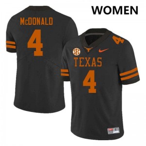 Women's Jelani McDonald Black Texas Longhorns #4 Football Game Jersey 219679-357