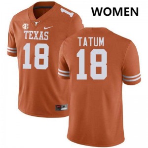 Women's Joe Tatum Texas Orange Texas Longhorns #18 Football High School Jersey 113092-107