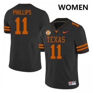 Women's Kade Phillips Black Texas Longhorns #11 Football Player Jersey 124414-362