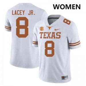 Women's Karle Lacey Jr. White Texas Longhorns #8 Football Embroidery Jersey 540215-910