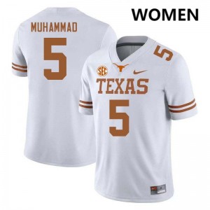 Women's Malik Muhammad White Texas Longhorns #5 Football Stitched Jersey 973583-430
