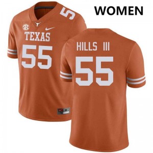Women's Melvin Hills III Texas Orange Texas Longhorns #55 Football Official Jersey 520756-381