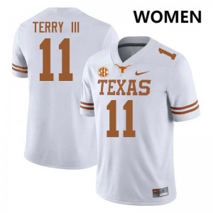 Women's Michael Terry III White Texas Longhorns #11 Football Embroidery Jersey 119406-711