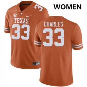 Women's Myron Charles Texas Orange Texas Longhorns #33 Football Replica Jersey 353023-837