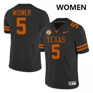 Women's Quintrevion Wisner Black Texas Longhorns #5 Football Official Jersey 554395-892