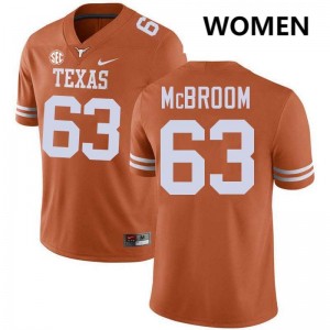 Women's Rick McBroom Texas Orange Texas Longhorns #63 Football Official Jersey 874378-936