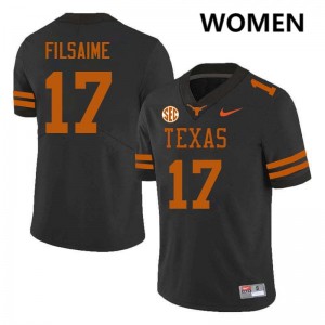 Women's Xavier Filsaime Black Texas Longhorns #17 Football Embroidery Jersey 978283-982