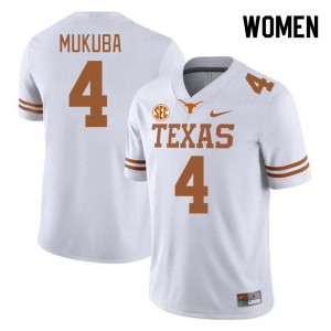 Women Andrew Mukuba White Texas Longhorns #4 SEC Conference Replica Jersey 466334-497