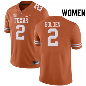 Women Matthew Golden Texas Orange Texas Longhorns #2 SEC Conference NCAA Jersey 160525-370