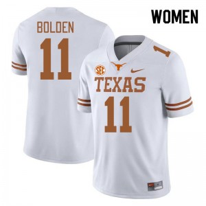 Women Silas Bolden White Texas Longhorns #11 SEC Conference Stitched Jersey 603729-252