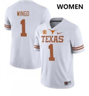 Women's Ryan Wingo White Texas Longhorns #1 Football 2025 Jersey 421059-297