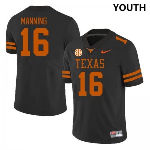 Youth Arch Manning Black Texas Longhorns #16 SEC Conference Embroidery Jersey 275522-251