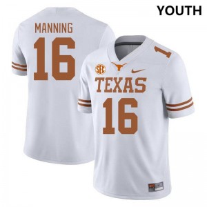 Youth Arch Manning White Texas Longhorns #16 SEC Conference Replica Jersey 330222-905