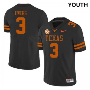 Youth Quinn Ewers Black Texas Longhorns #3 SEC Conference Embroidery Jersey 784350-476