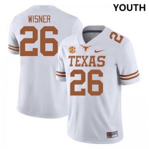 Youth Quintrevion Wisner White Texas Longhorns #26 SEC Conference 2025 Jersey 501077-858