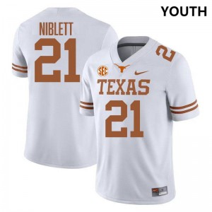Youth Ryan Niblett White Texas Longhorns #21 SEC Conference 2025-26 Jersey 307709-892