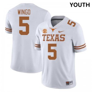 Youth Ryan Wingo White Texas Longhorns #5 SEC Conference Official Jersey 126148-690