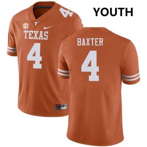Youth CJ Baxter Texas Orange Texas Longhorns #4 Football Game Jersey 663119-857